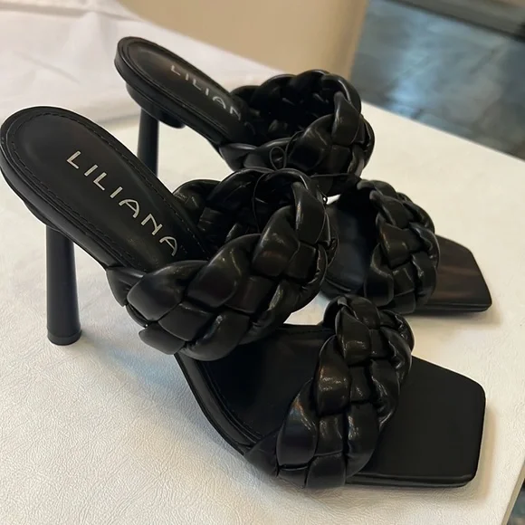 BRAND NEW LILIANA BLACK BRAIDED HEELS! - Picture 4 of 15